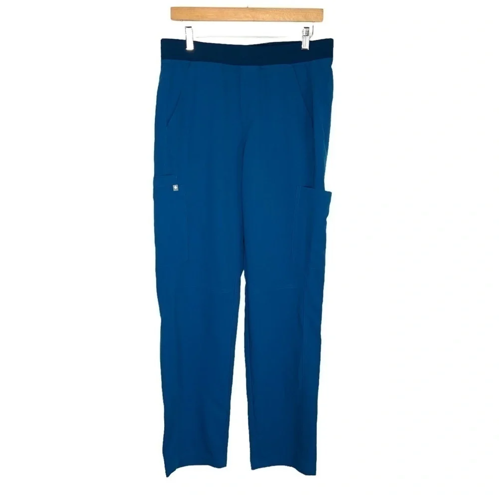 FIGS Technical Collection Mens Axim Cargo Scrub Pants Sz Medium Blue Drawstring